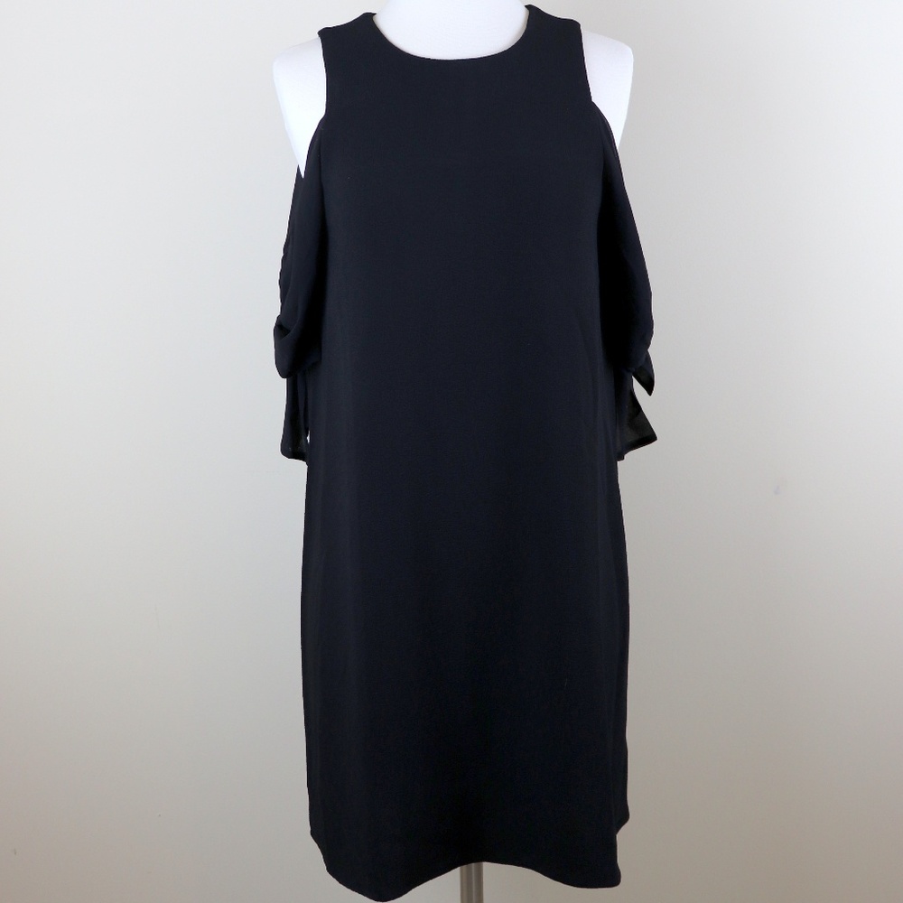 Charles Henry Black Crepe Sheath Open Shoulder XS